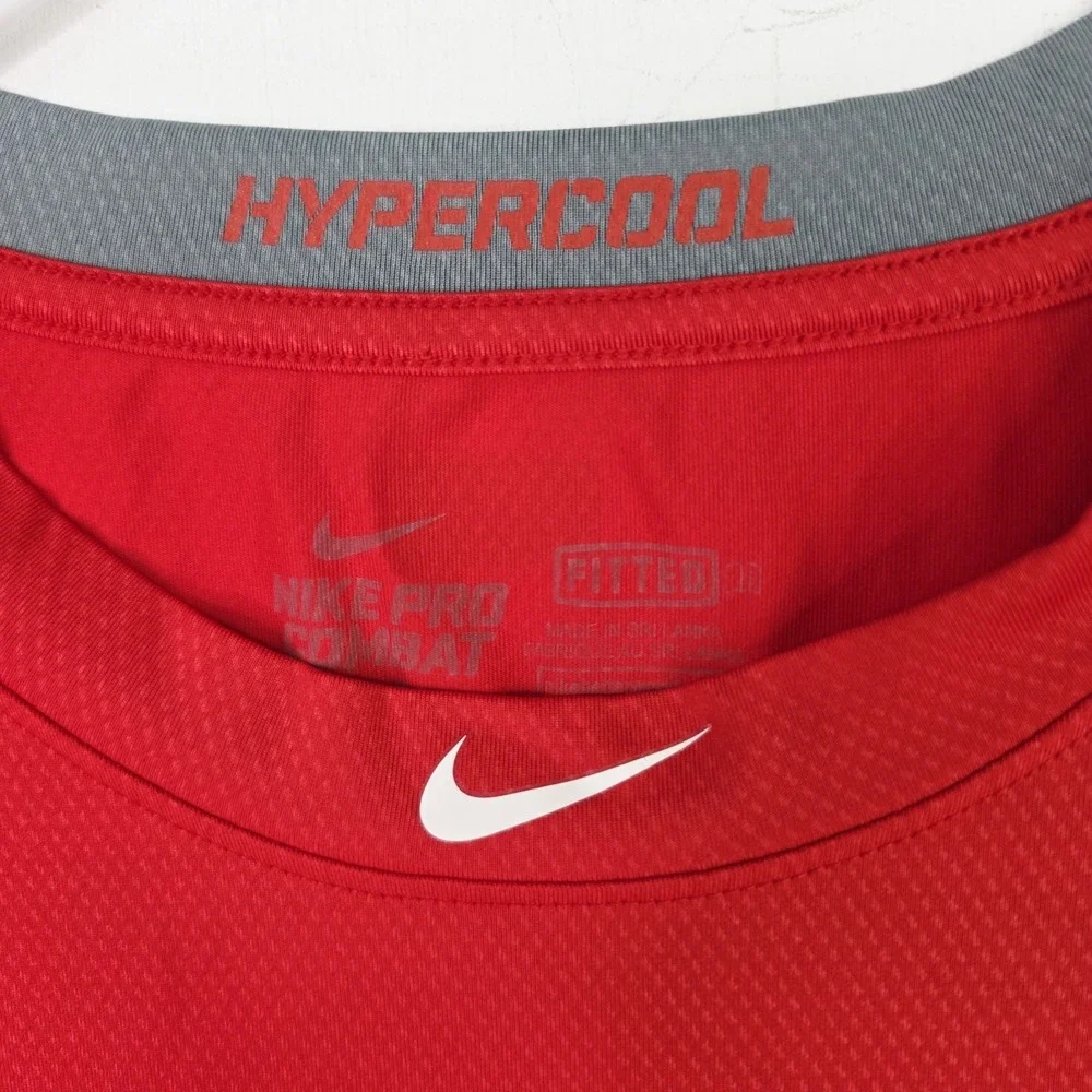Nike Pro Combat‎ Hypercool Shirt Mens Large Red Dri Fit Fit Baseball 659873-657
